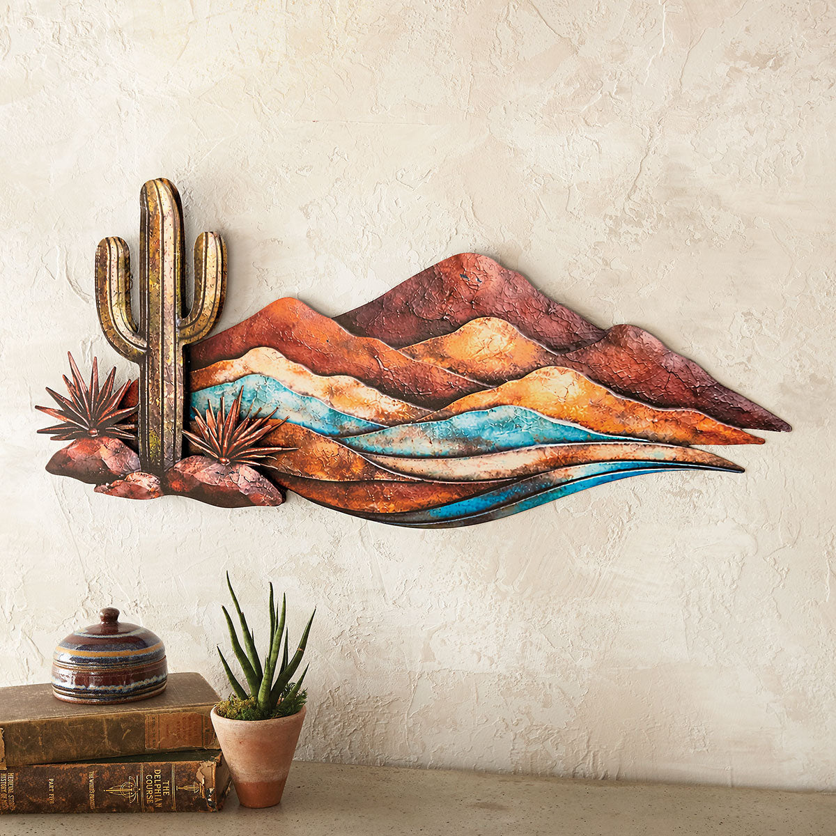 3-D Cactus Mountain Metal Wall Art