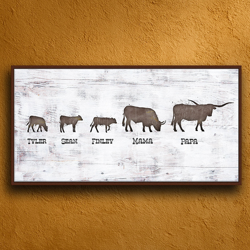 Longhorn Family Personalized Wall Art