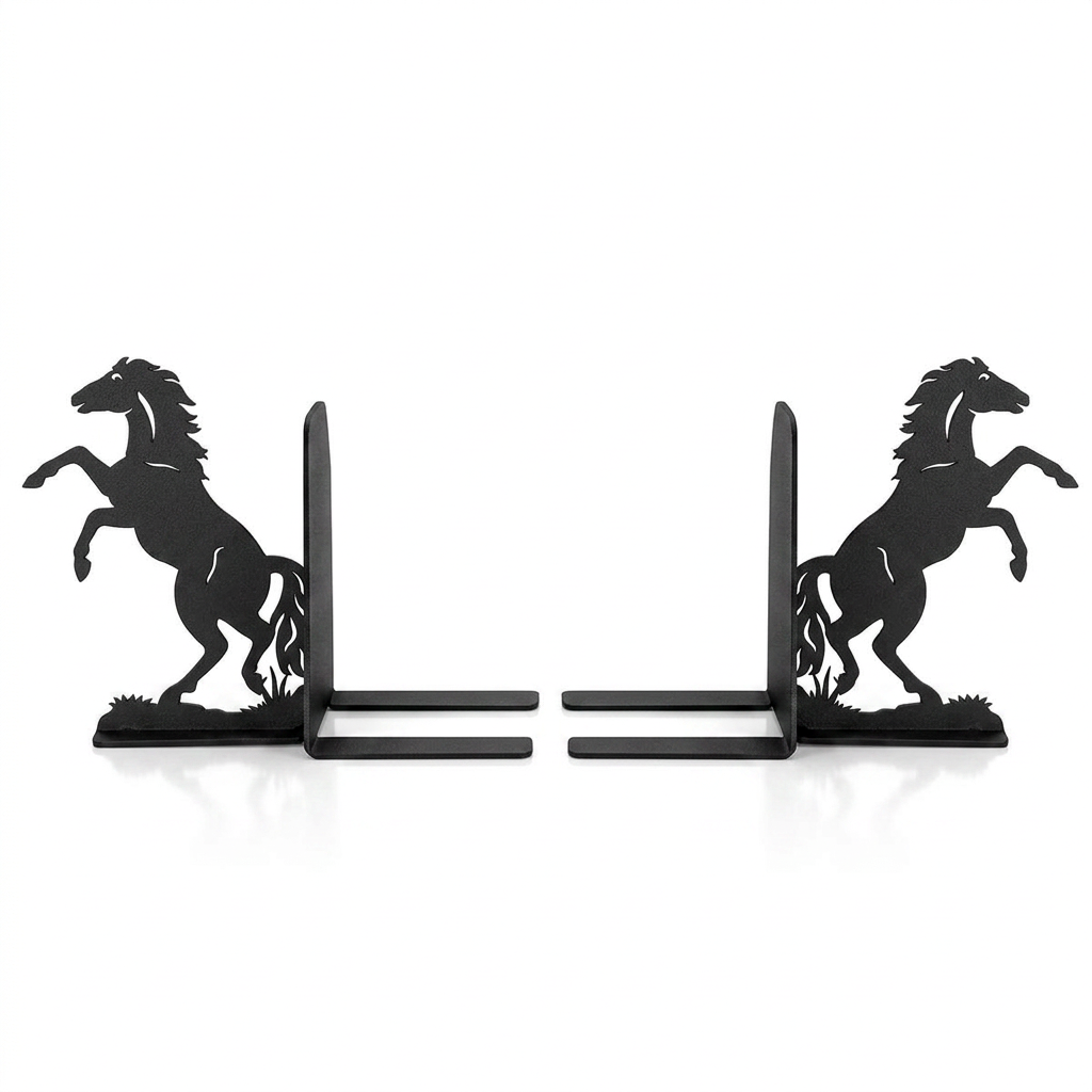 Rearing Stallion Metal Bookends