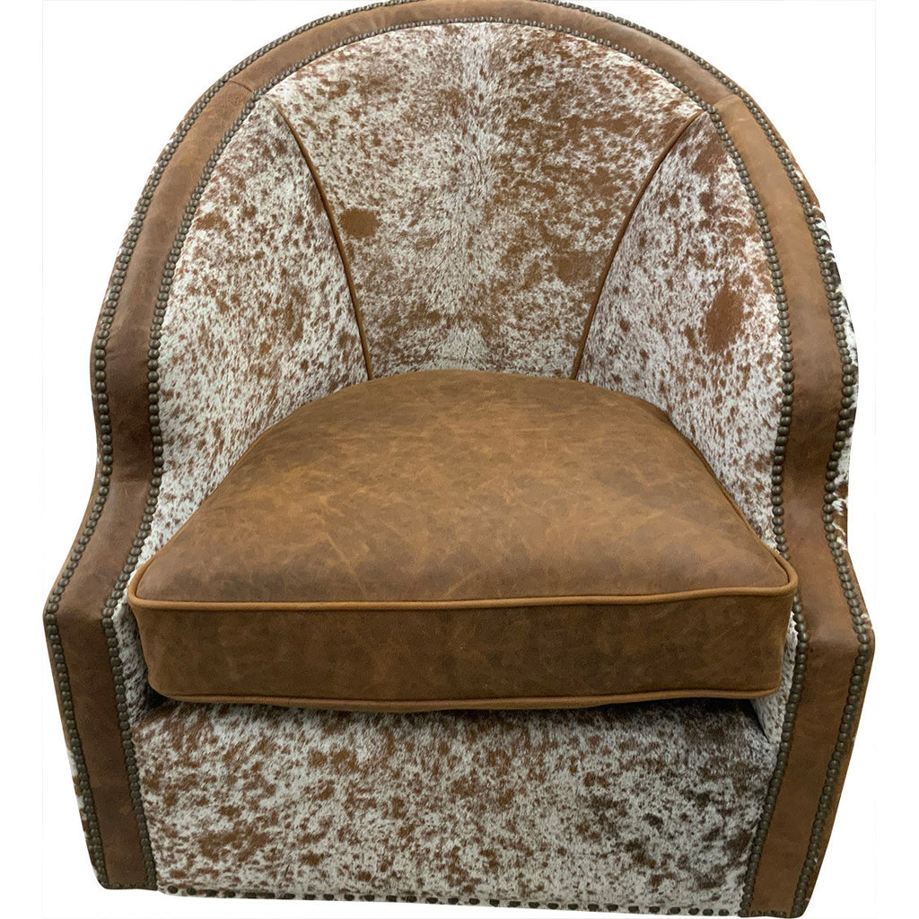 Cody Cowhide Barrel Swivel Glider