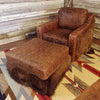 Plainsman Ottoman with Leather Top