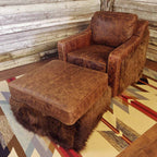 Plainsman Ottoman with Leather Top