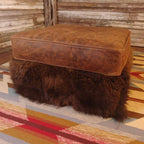 Plainsman Ottoman with Leather Top