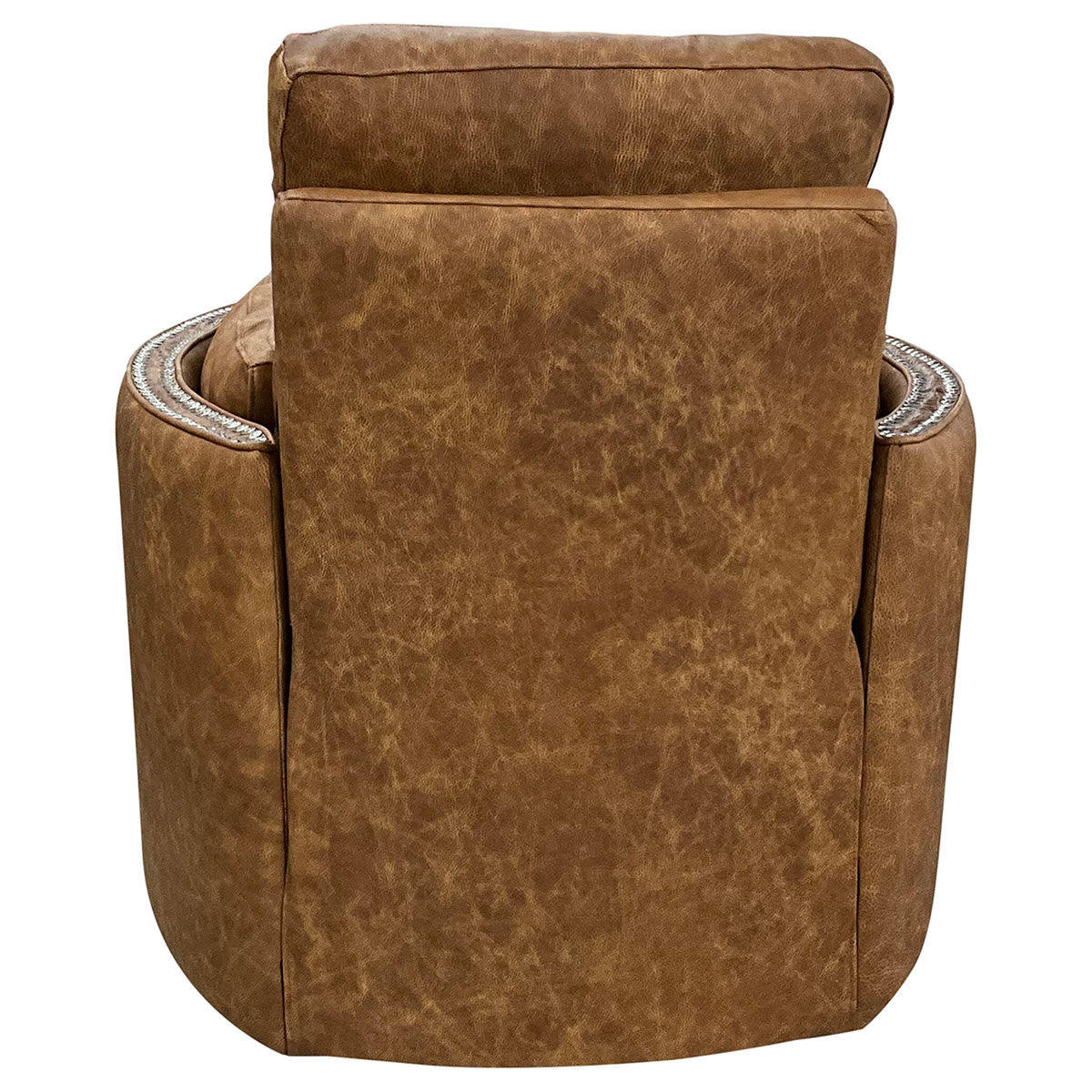 Land Baron Swivel Recliner - Longhorn Saddle Leather & Gator Cognac Leather