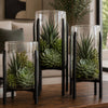 Granulated Clear Glass Cylinder on Tower Base - Medium