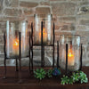 Granulated Clear Glass Cylinder on Tower Base - Medium