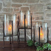 Granulated Clear Glass Cylinder on Tower Base - Large