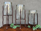 Granulated Clear Glass Cylinder on Tower Base - Large