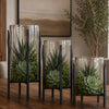 Granulated Clear Glass Cylinder on Tower Base - Medium