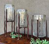 Granulated Clear Glass Cylinder on Tower Base - Medium