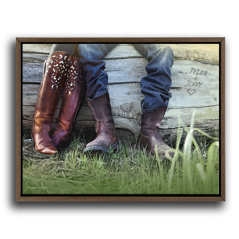 Personalized Boot Love Framed Canvas - Small