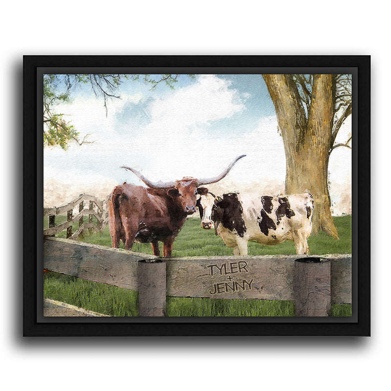 Longhorn Love Personalized Framed Canvas - Small
