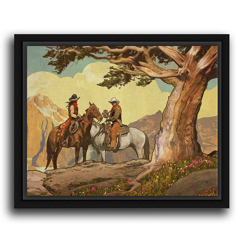 Cowboy & Cowgirl Personalized Framed Canvas - Large