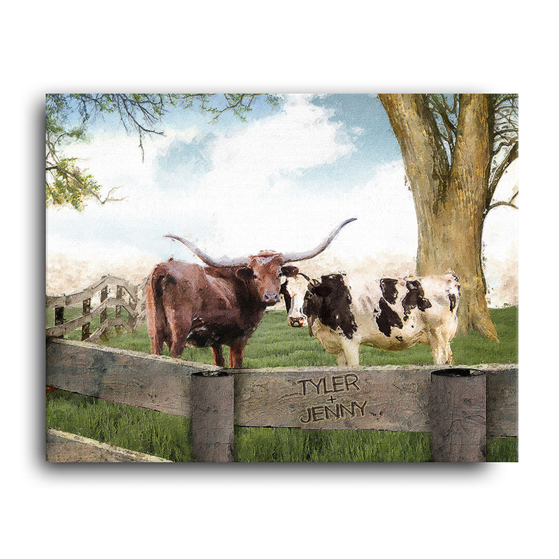 Longhorn Love Personalized Stretched Canvas - Small
