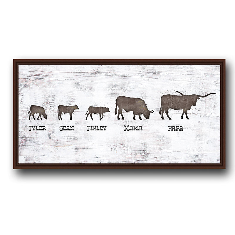 Longhorn Family Personalized Wall Art