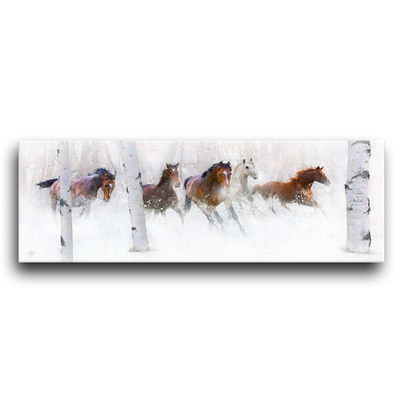 Wild Winter Horses Personalized Stretched Canvas