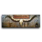 Longhorn & Barnwood Personalized Stretched Canvas - Large