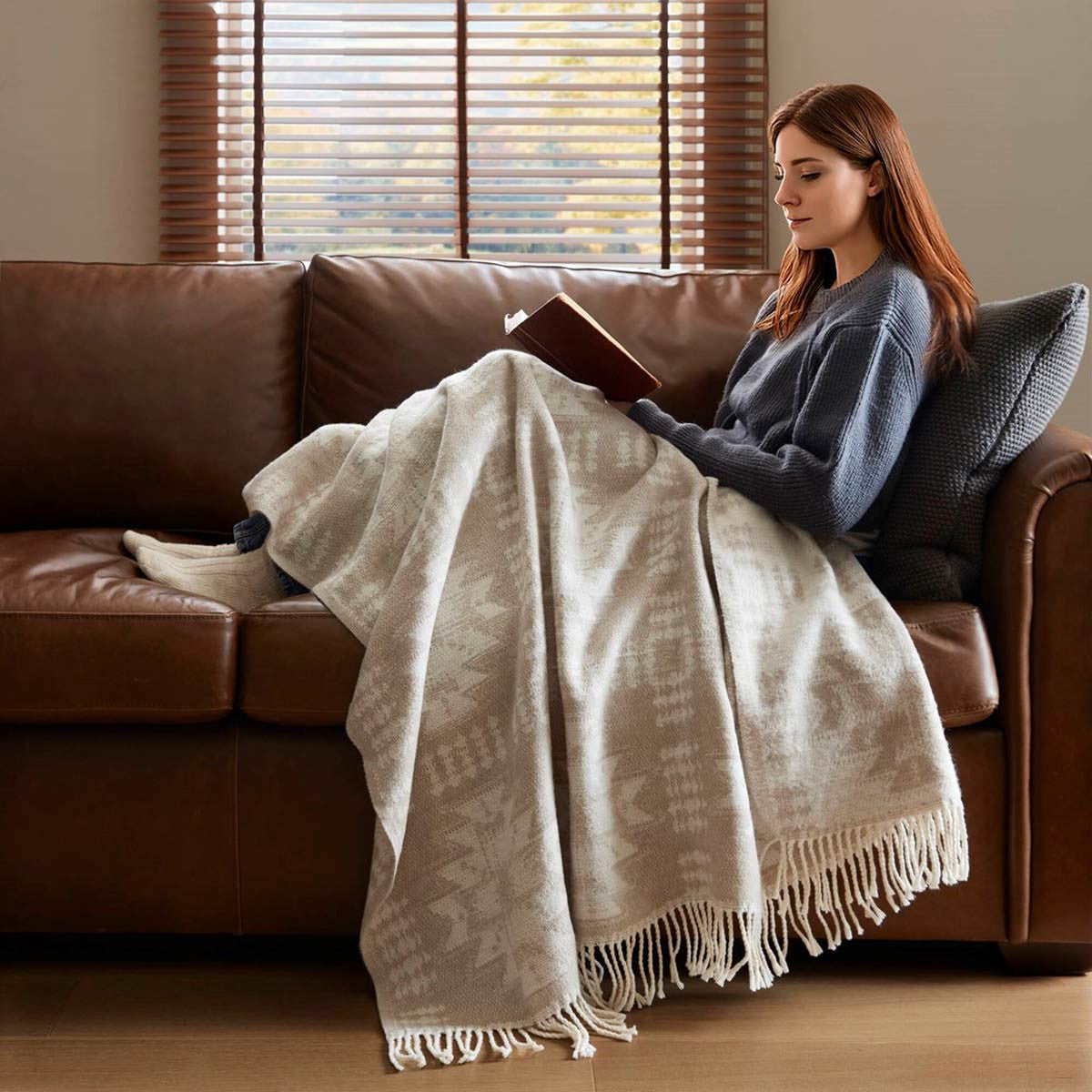 Manitoba Cotton Blend Neutral Blanket