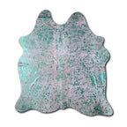 Green Specked White Cowhide Rugs