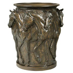 Seven Prancing Horses Vintage Gold Vase