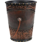 Horse Tooled Leather Waste Basket- SALE