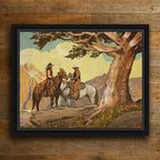 Cowboy & Cowgirl Personalized Framed Canvas - Small