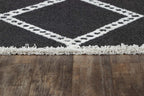 Triple Diamond Black Rug - 2 x 8