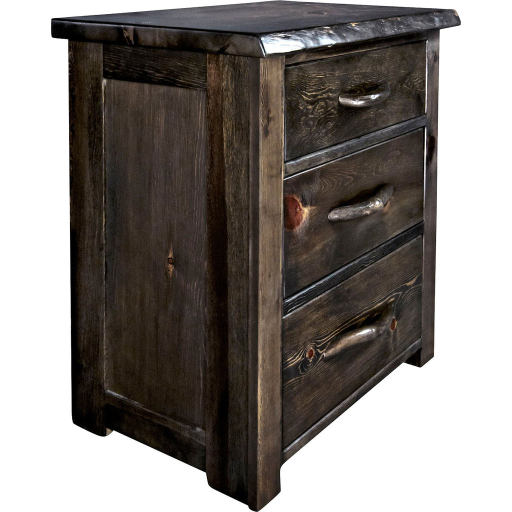 Lima Live Edge 3 Drawer Chest - Jacobean Stain