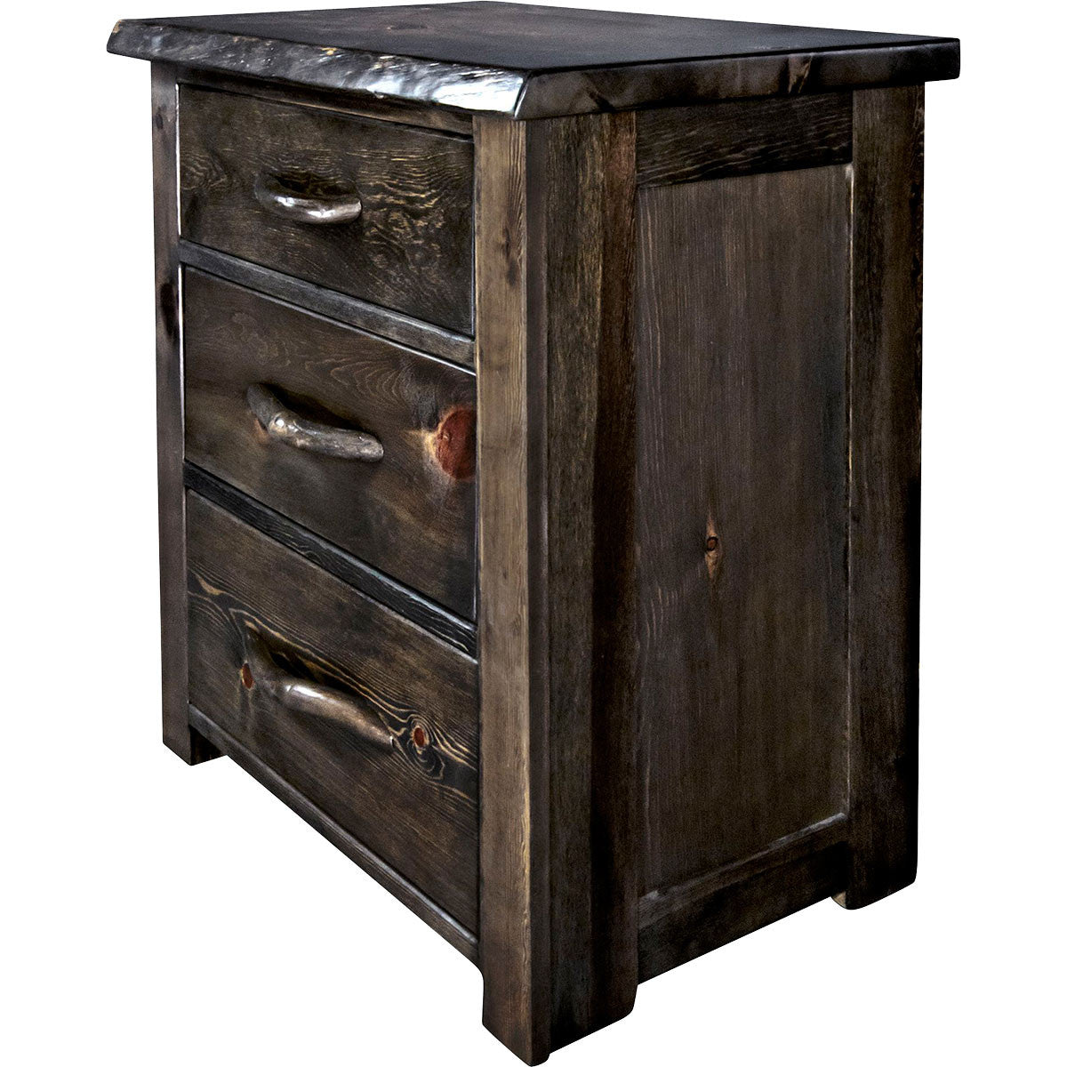 Lima Live Edge 3 Drawer Chest - Jacobean Stain
