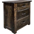 Lima Sawn 3 Drawer Chest with Iron - Jacobean Stain