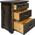 Lima Sawn 3 Drawer Chest with Iron - Jacobean Stain