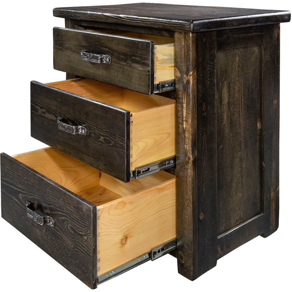 Lima Sawn 3 Drawer Chest with Iron - Jacobean Stain