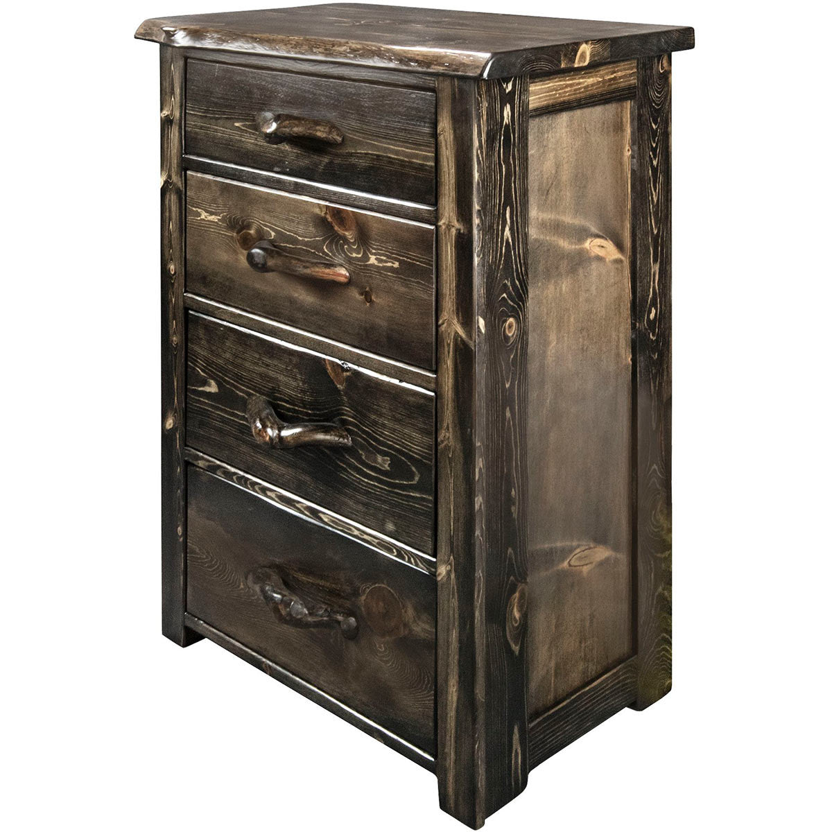 Lima Live Edge 4 Drawer Chest - Jacobean Stain