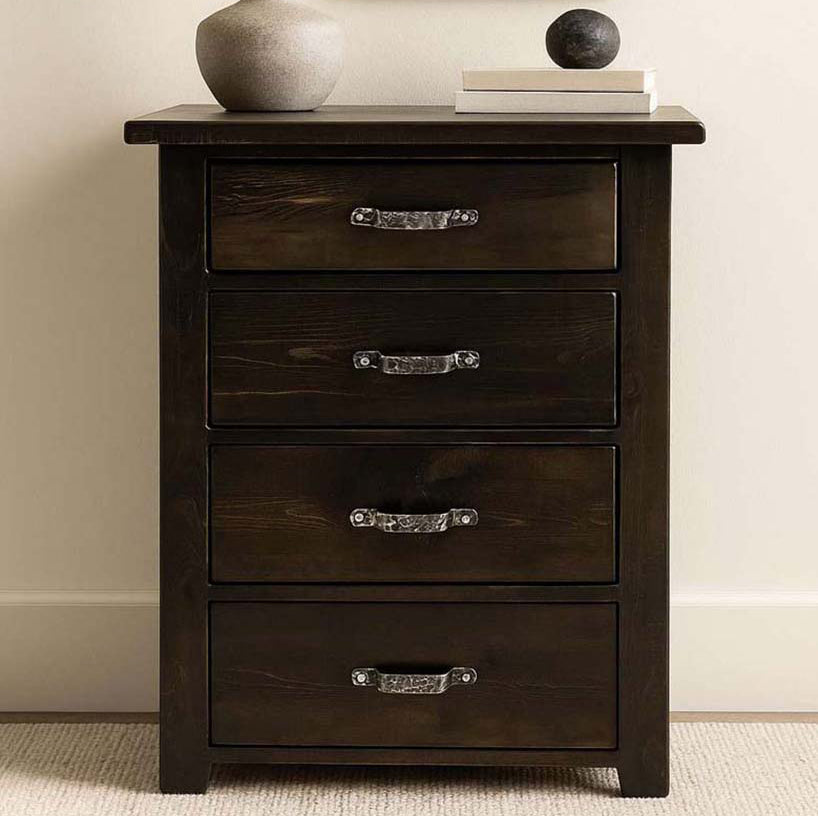 Lima Sawn 4 Drawer Chest with Iron - Jacobean Stain