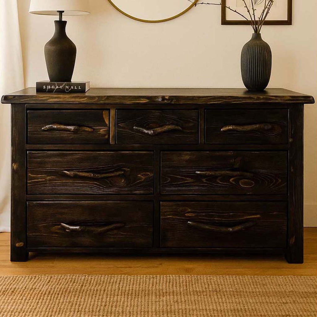 Lima Live Edge 7 Drawer Dresser - Jacobean Stain