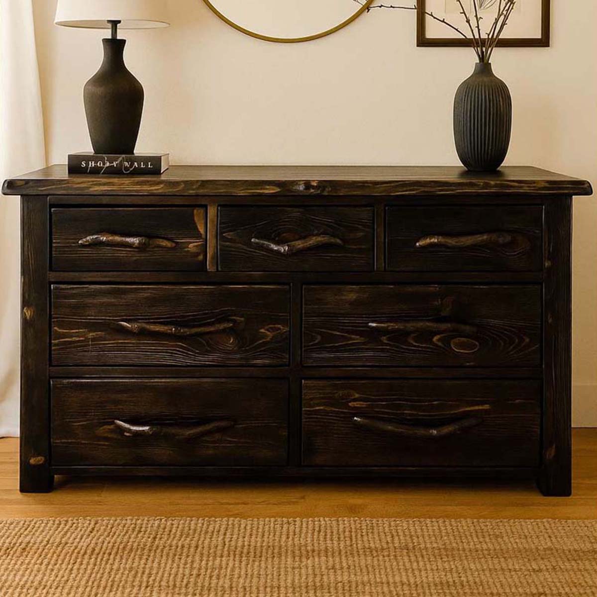 Lima Live Edge 7 Drawer Dresser - Jacobean Stain