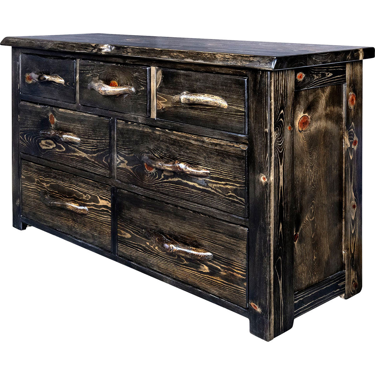 Lima Live Edge 7 Drawer Dresser - Jacobean Stain