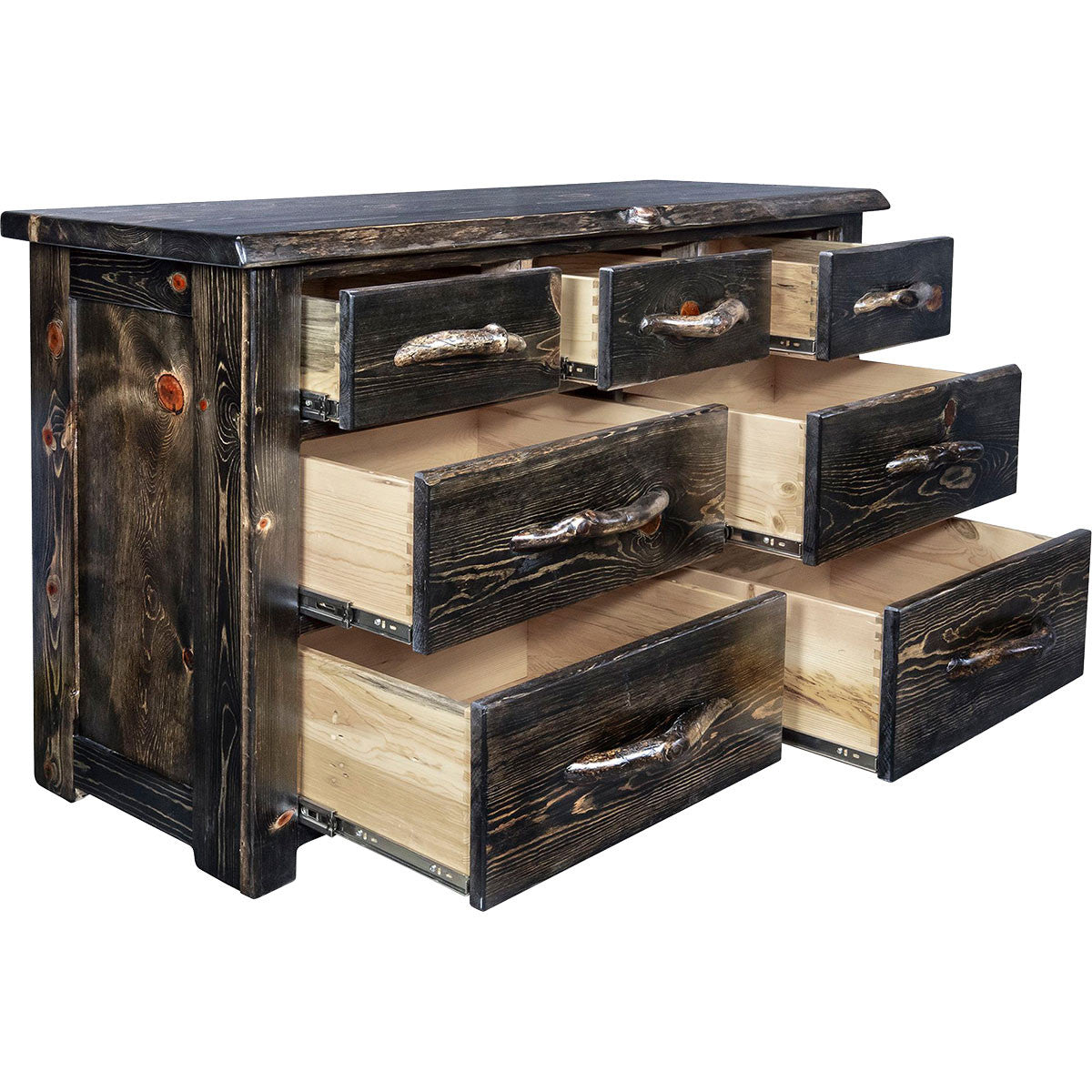 Lima Live Edge 7 Drawer Dresser - Jacobean Stain