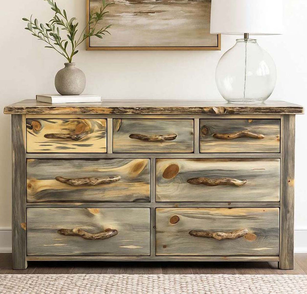 Lima Live Edge 7 Drawer Dresser - Clear Lacquer