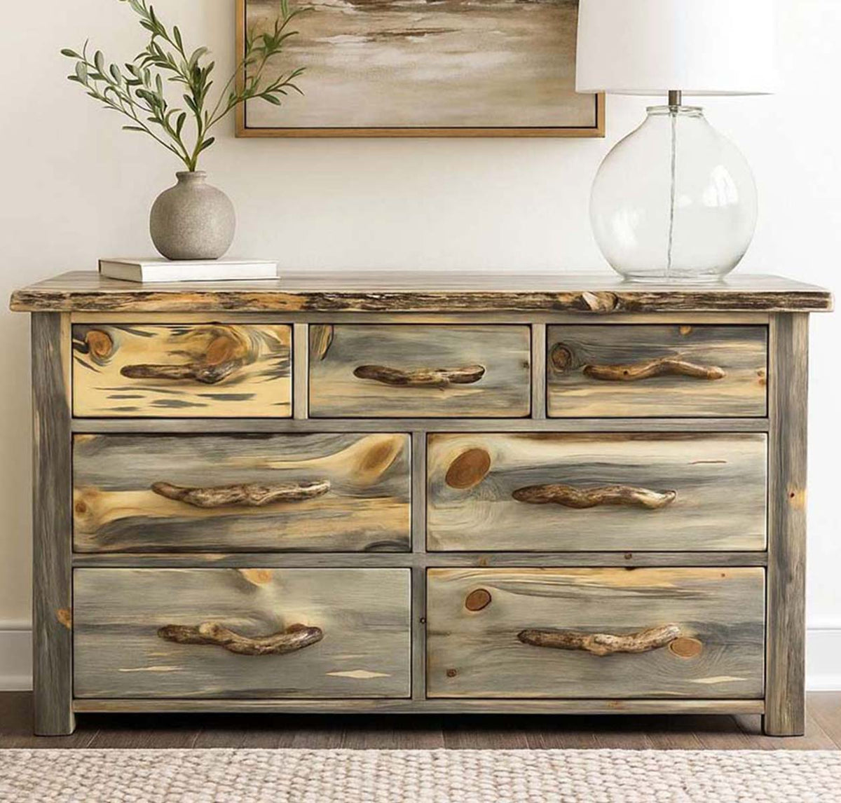 Lima Live Edge 7 Drawer Dresser - Clear Lacquer