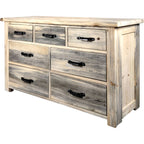 Lima Sawn 7 Drawer Dresser with Iron & Clear Lacquer