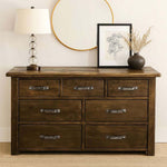 Lima Sawn 7 Drawer Dresser with Iron & Provincial Stain