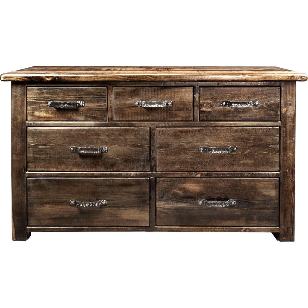 Lima Sawn 7 Drawer Dresser with Iron & Provincial Stain