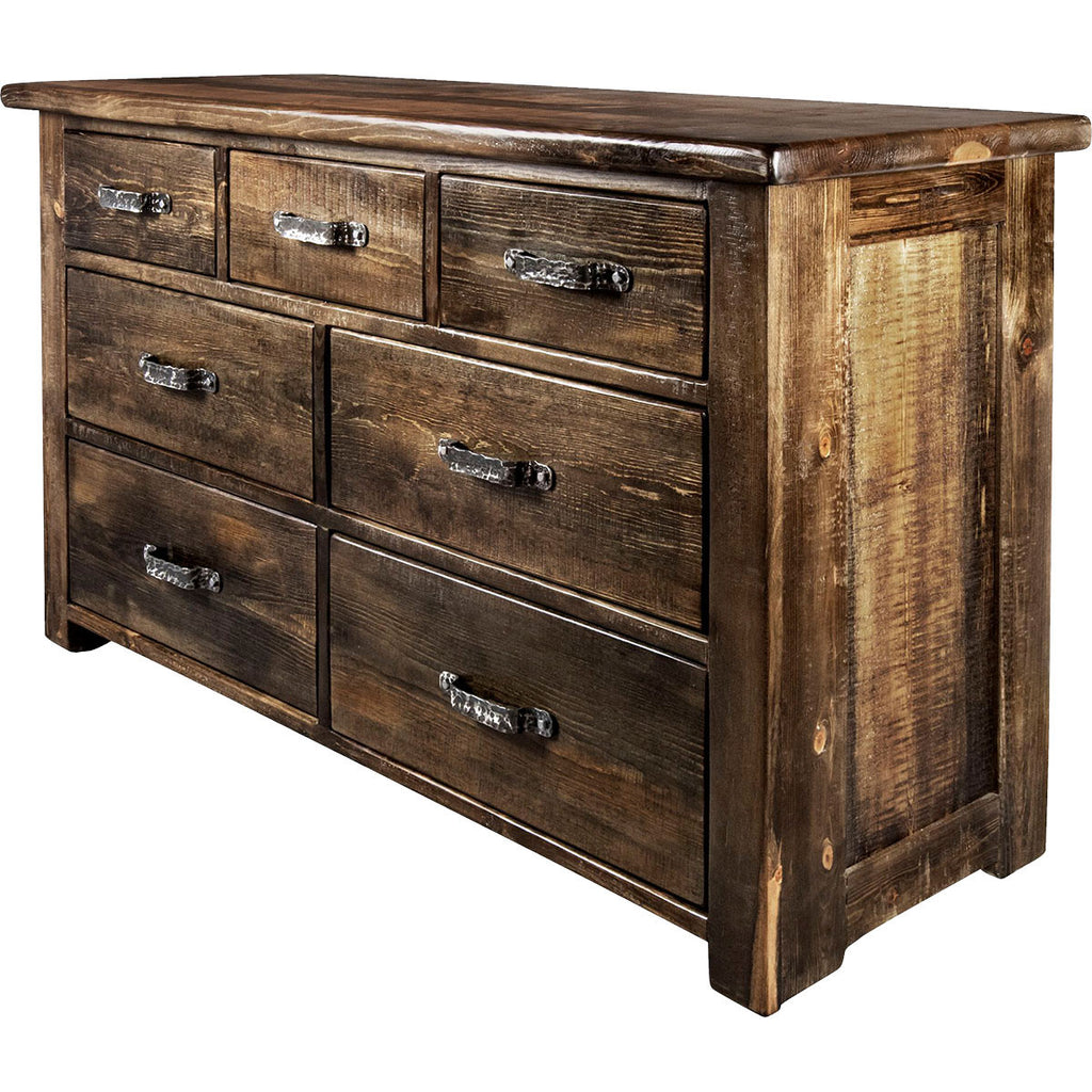 Lima Sawn 7 Drawer Dresser with Iron & Provincial Stain
