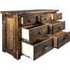 Lima Sawn 7 Drawer Dresser with Iron & Provincial Stain
