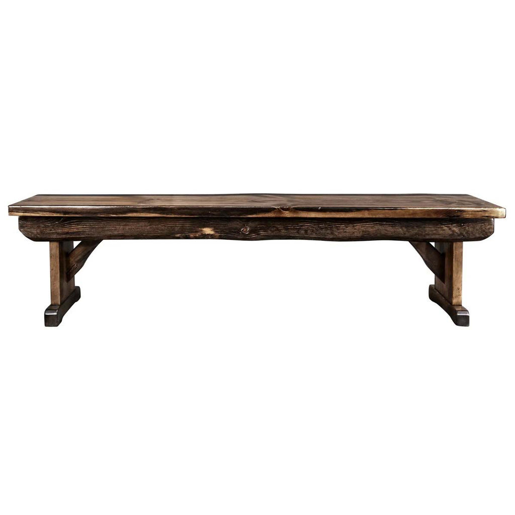 Lima Live Edge 6 Foot Wooden Bench - Jacobean Stain