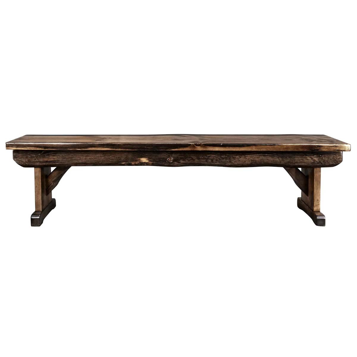 Lima Live Edge 6 Foot Wooden Bench - Jacobean Stain