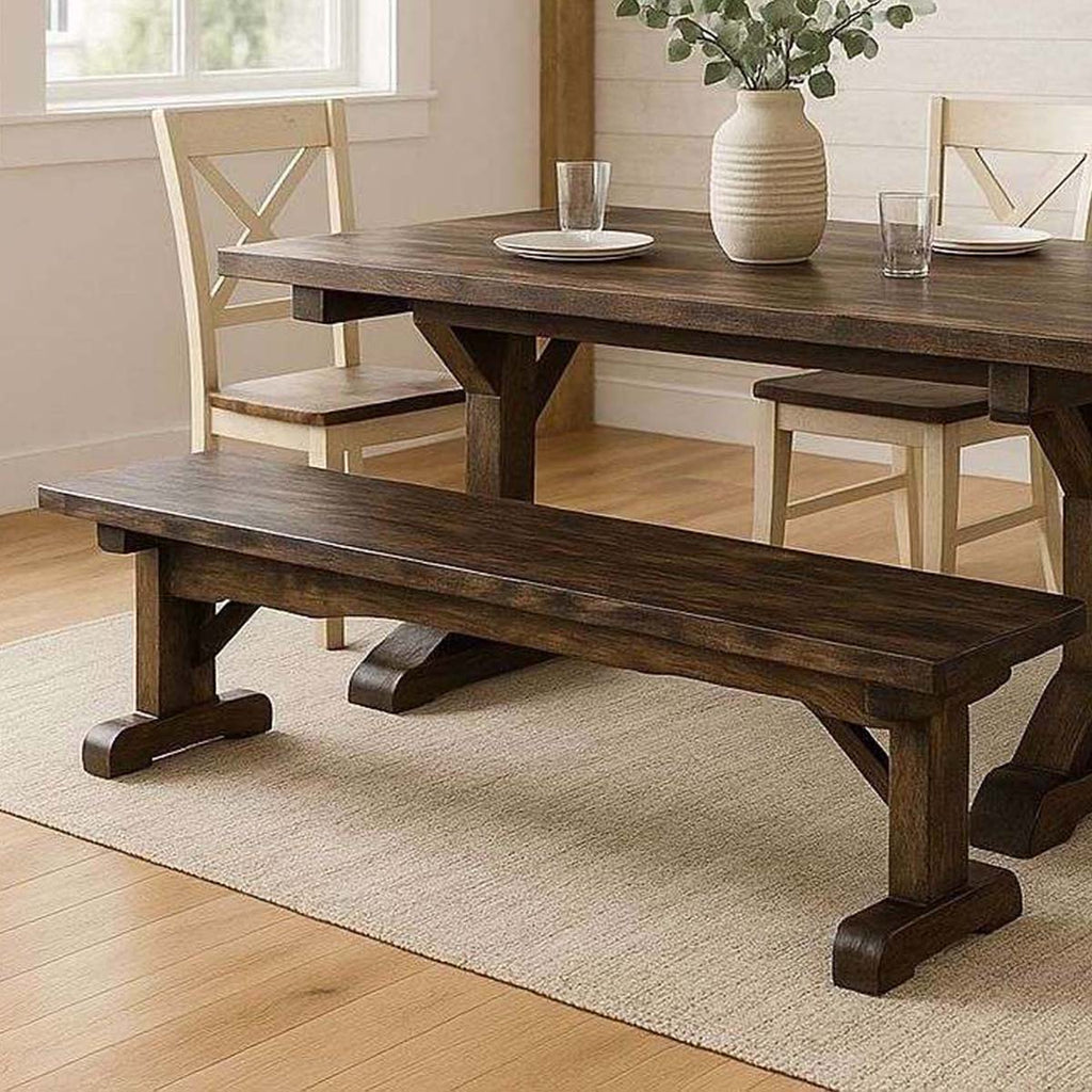 Lima Live Edge 6 Foot Wooden Bench - Jacobean Stain