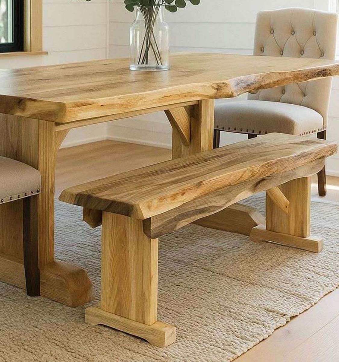 Lima Live Edge 6 Foot Wooden Bench - Clear Lacquer