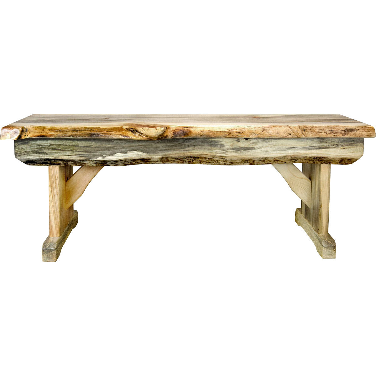 Lima Live Edge 6 Foot Wooden Bench - Clear Lacquer
